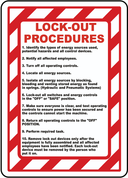 Lock Out Procedures Sign C4188 by SafetySign com
