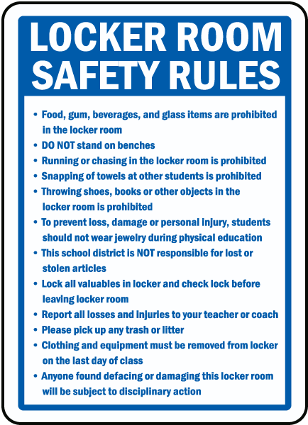 Locker Room Safety Rules Sign F7759 by SafetySign com