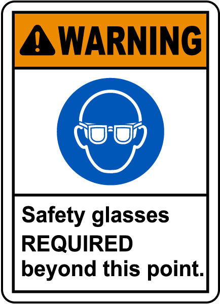 Safety Glasses Required Sign I2035 By