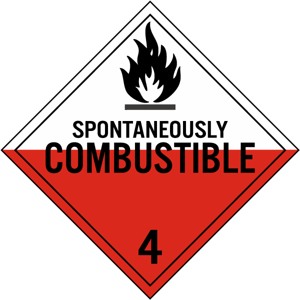 Spontaneously Combustible Class Placard K By Safetysign Com
