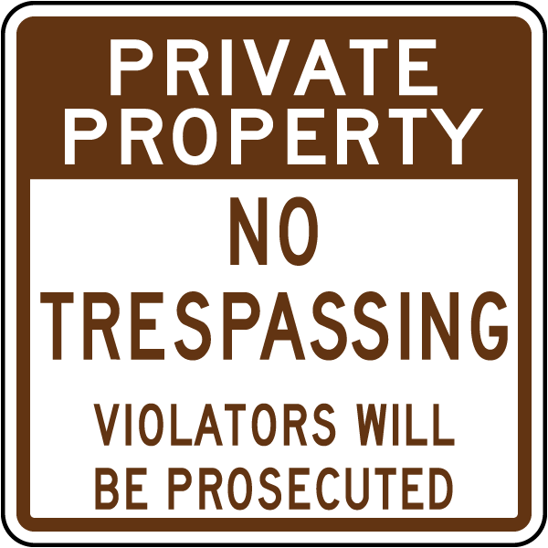 Private Property No Trespassing Sign W3042 By