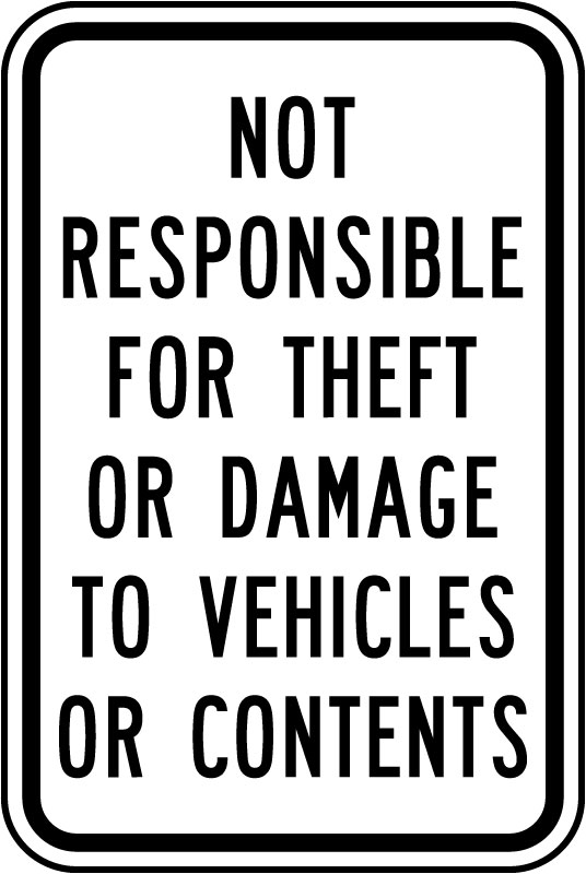 Lot de 2 panneaux d'avertissement « Not Responsible For Theft or