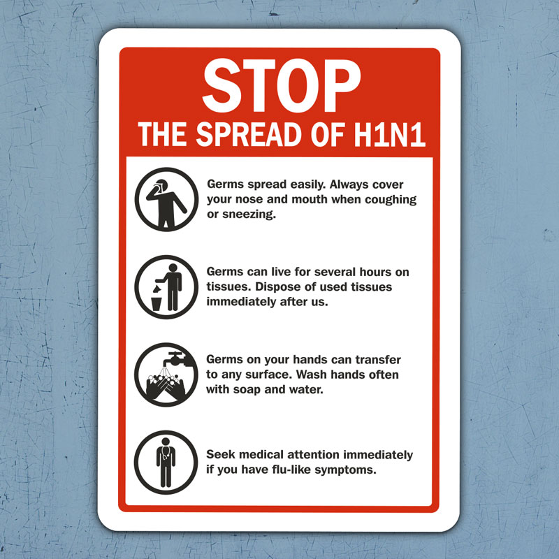 Stop The Spread of Swine Flu Label D5820L - by SafetySign.com