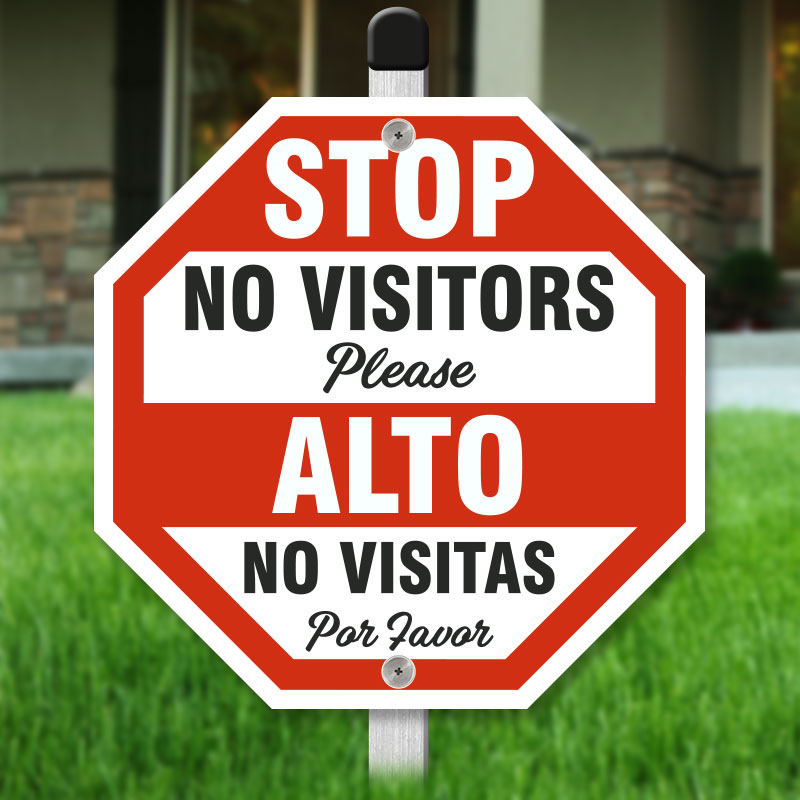 bilingual stop no visitors please yard sign d6035bi by safetysigncom