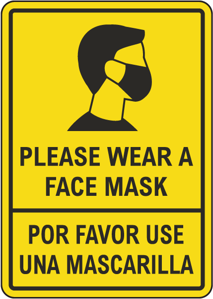 Bilingual Please Wear A Face Mask Sign D6267BI
