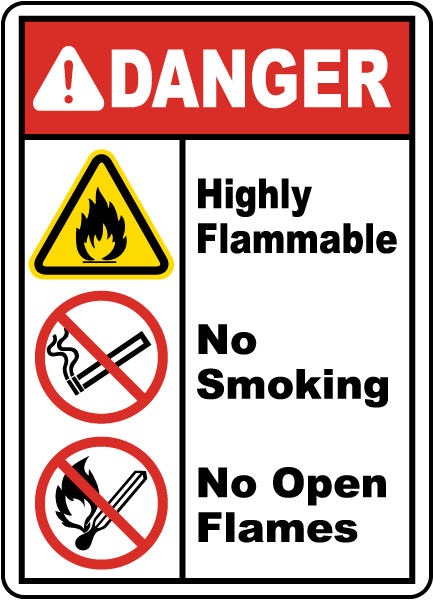 Highly Flammable No Smoking Sign Save Instantly