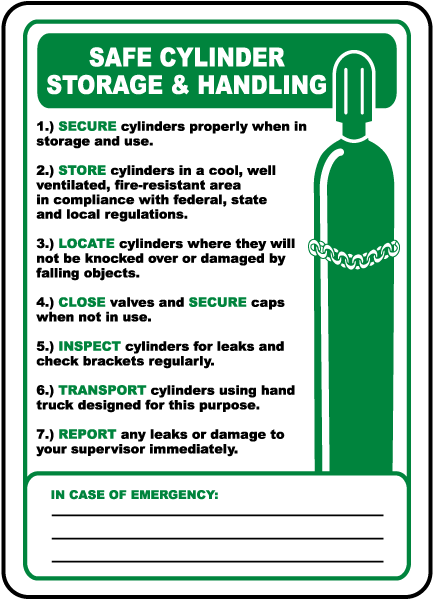 Cylinder Storage & Handling Sign H3913 - by SafetySign.com