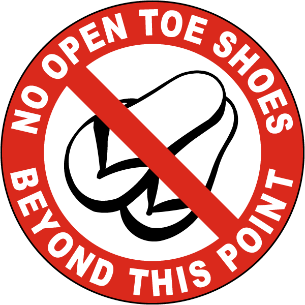 No Open Toe Shoes Beyond This Point Adhesive Floor Sign