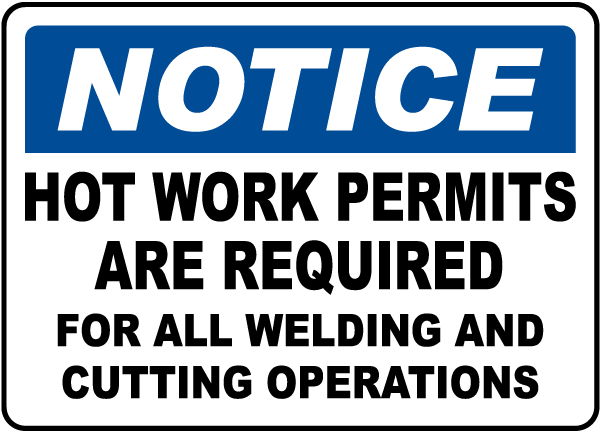 hot work permit area sign