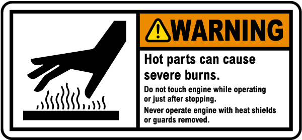 Warning Hot Parts Do Not Touch Label J6126