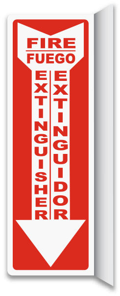 Bilingual 2-Way Fire Extinguisher Sign