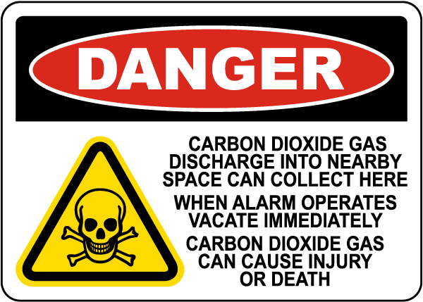 Danger Carbon Dioxide Vacate Immediately Sign