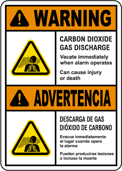 Bilingual Carbon Dioxide Gas Discharge Sign