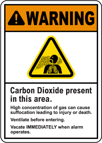 Warning  Carbon Dioxide Present in This Area Sign