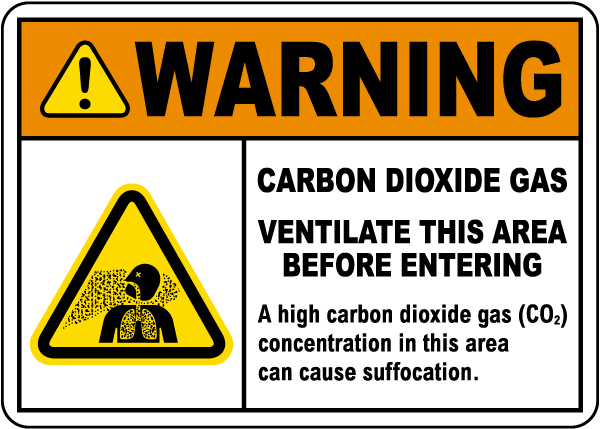 CO2 Ventilate This Area Before Entering Sign