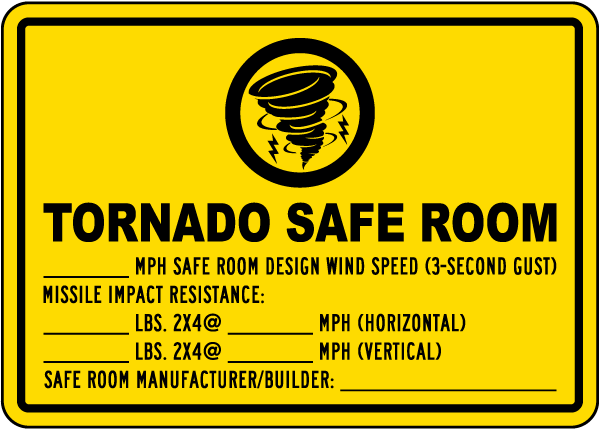 Tornado Safe Room Write-On Sign - Fast Shipping & 10% Discount Available
