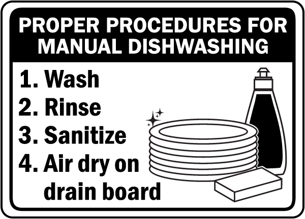 Manual Dishwashing Procedures Sign