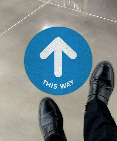 This Way Directional Up Arrow Floor Sign