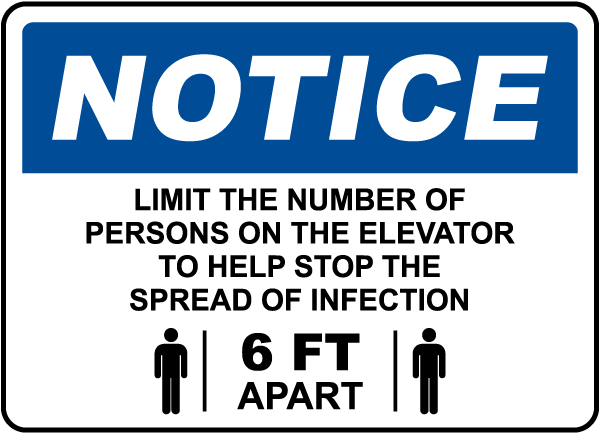Notice Elevator Physical Distancing Sign