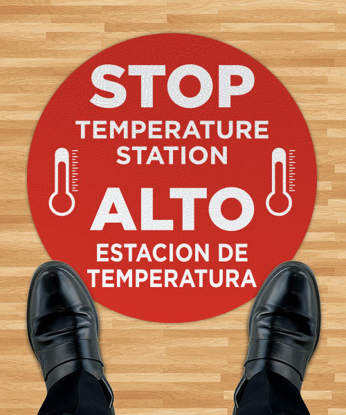 bilingual stop temperature station floor sign d6428bi
