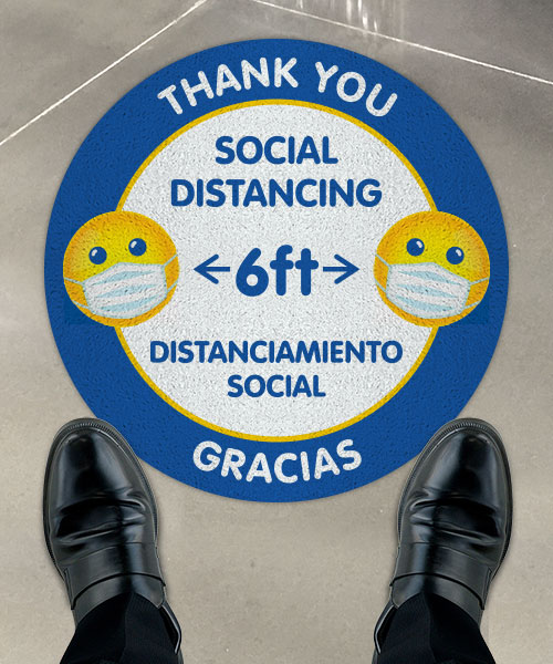 Bilingual Thank You For Social Distancing Floor Sign 