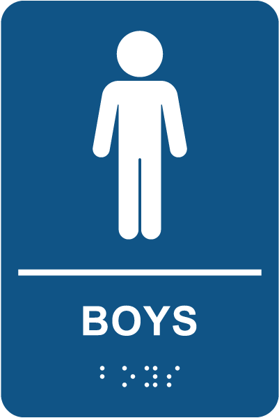 Boys Restroom Sign with Braille