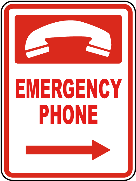 Emergency Phone (Right Arrow) Sign