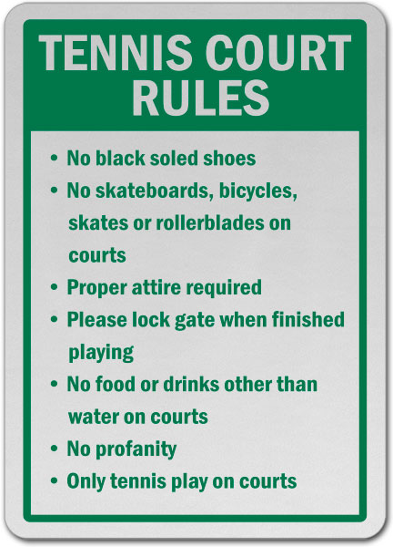 Tennis Court Rules Sign F7748 - SafetySign.com
