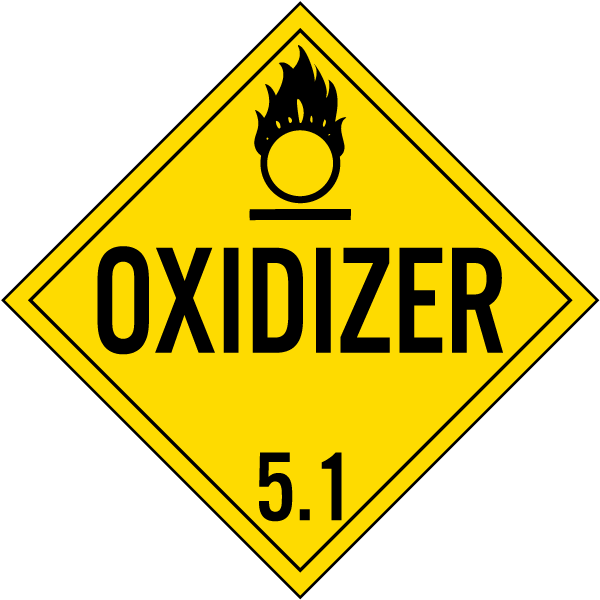 Oxidizer Class 5 1 Placard Claim Your 10 Discount