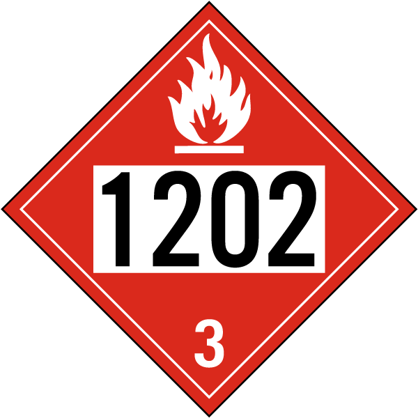 UN # 1202 Flammable Liquid Class 3 Placard