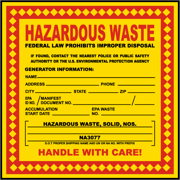 Hazardous Waste Label Save 10 Instantly