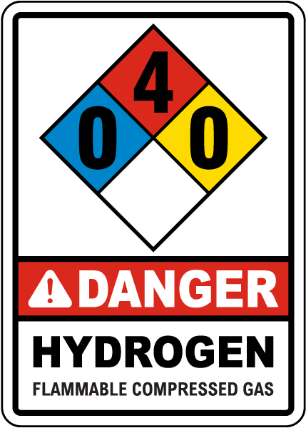 NFPA Danger 0-4-0 Hydrogen Gas Sign