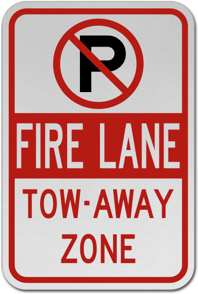 No Parking Fire Lane Tow Away Zone Sign