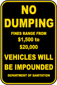 No Dumping Fines Range From Sign