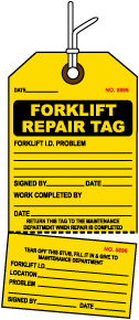 Forklift Repair Tag