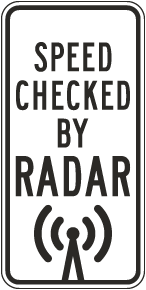 Speed Checked by Radar Symbol Sign