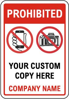 Custom No Electronics Sign with Red Header and Border