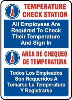 temperature check signs in stock shipping now