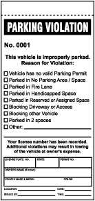 blank parking ticket