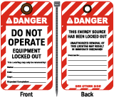 Do Not Operate Equipment Locked Out Tag
