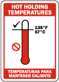 Bilingual Hot Holding Temperatures Sign