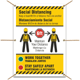 Bilingual Social Distancing Construction Banner