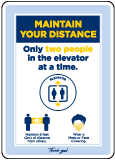 Maintain Your Distance Two People Elevator Sign