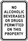 No Alcohol Drugs Permitted Sign