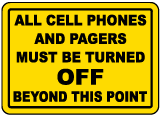 Phones and Pages Must Be Off Sign