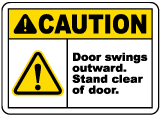 Caution Door Swings Outward Sign