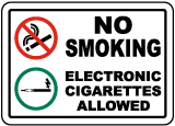 No Smoking Electronic Cigarettes Allowed Sign