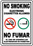 Bilingual No Smoking Electronic Cigarettes Allowed Sign
