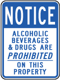Alcohol, Drugs Prohibited Sign