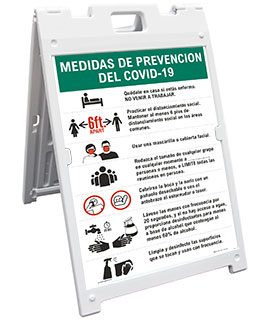Bilingual COVID-19 Prevention Measures Sandwich Board Sign